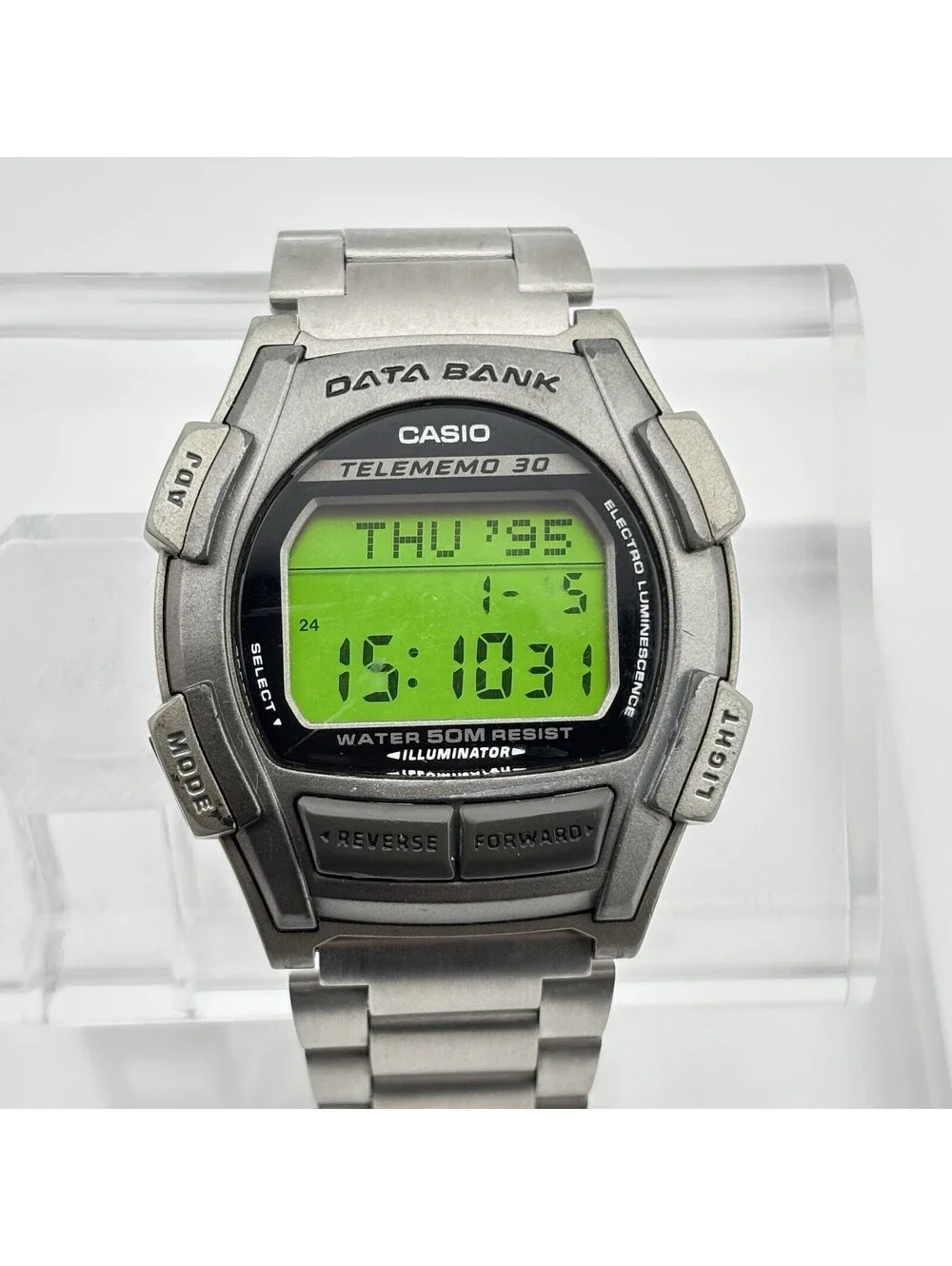 Vintage Casio Data Bank DB-35H Telememo 30 Digital Watch Retro 90s Illuminator